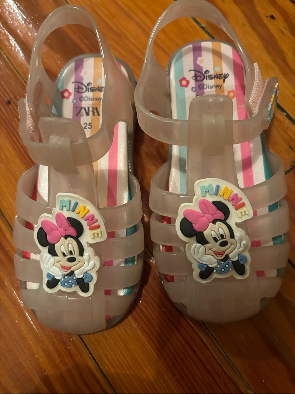 Disney Minnie Mouse Translucent Pink Jelly Sandals with Striped Insole